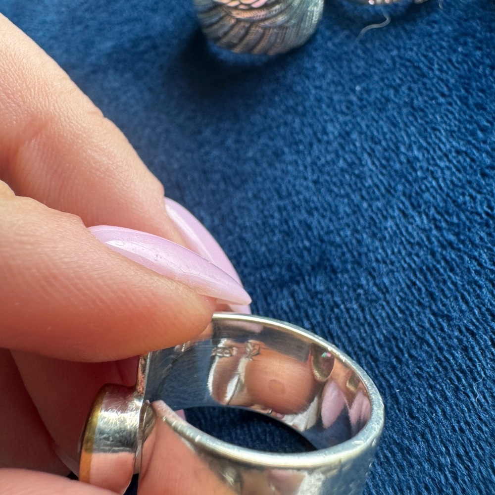Silver Rings Set with Blue Stone - Picture 6 of 10